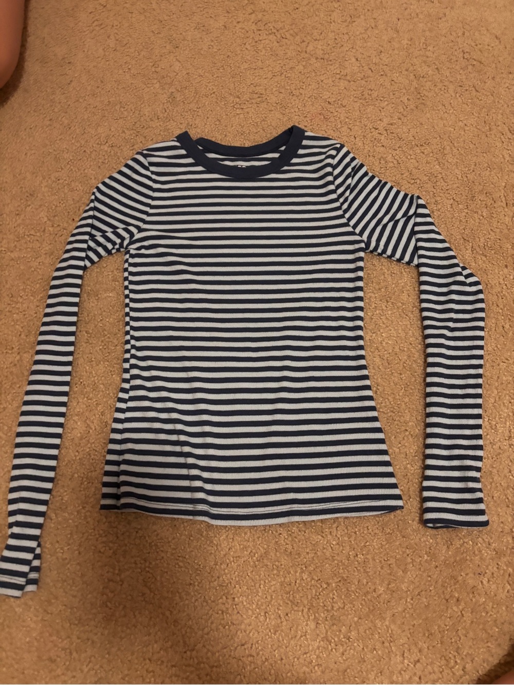 SO Navy and White Striped Long Sleeve Top